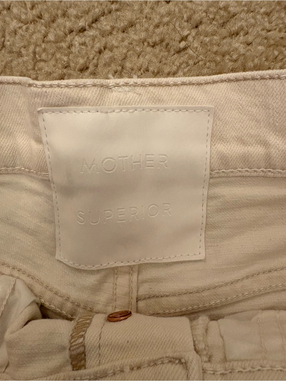 MOTHER White Denim Shorts with Gold Star Embroidery - Picture 4 of 5